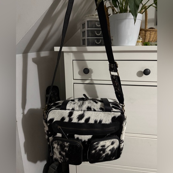 Cow fur hair calf leather satchel Brand New - Picture 4 of 12